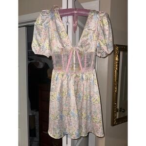 Garden Glitter Cap Sleeve Slip Mini Dress For Love and Lemons XXS